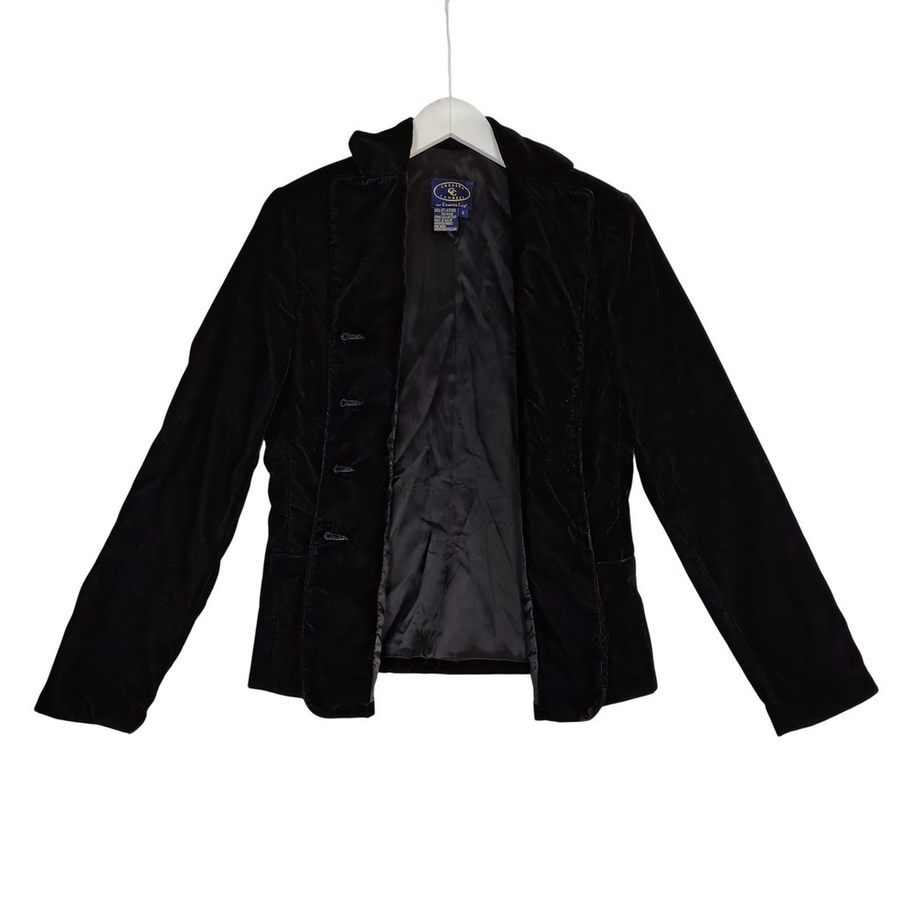 Chelsea Campbell Black Velvet Blazer Jacket Womens Size 6 Vintage